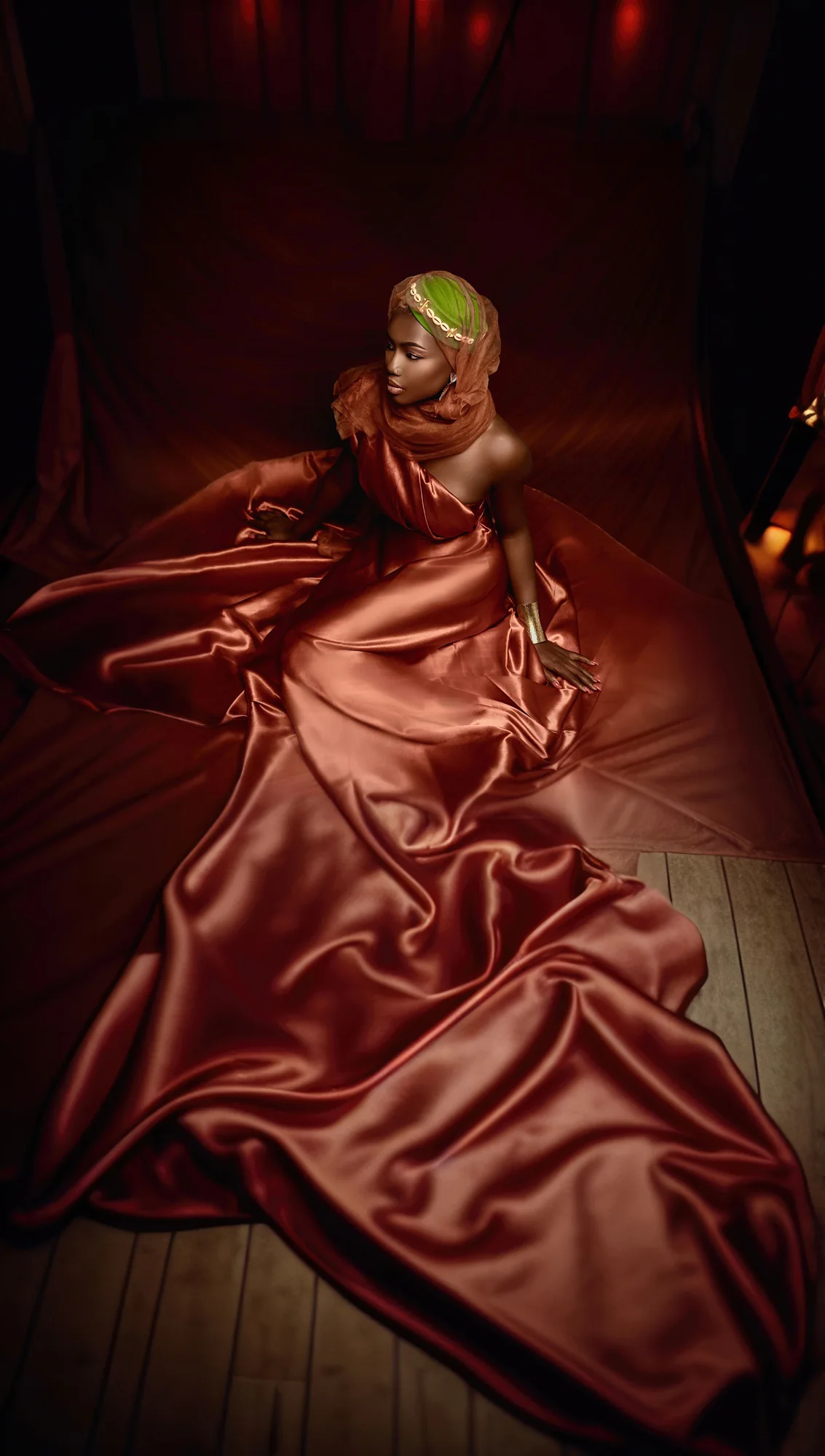 Nocturne satin evening gown
